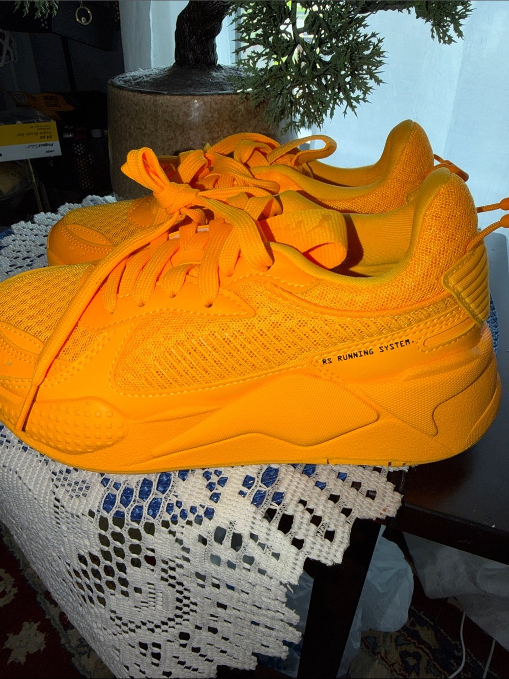 Puma RS Running System Women’s Neon Orange Lace-Up Sneakers- unisex - Picture 4 of 8